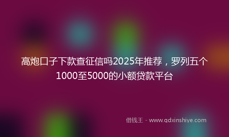 高炮口子下款查征信吗2025年推荐，罗列五个1000至5000的小额贷款平台