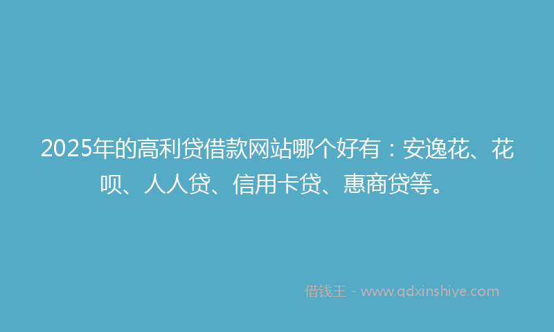 2025年的高利贷借款网站哪个好有：安逸花、花呗、人人贷、信用卡贷、惠商贷等。