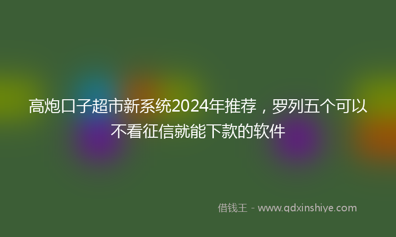 高炮口子超市新系统2024年推荐，罗列五个可以不看征信就能下款的软件
