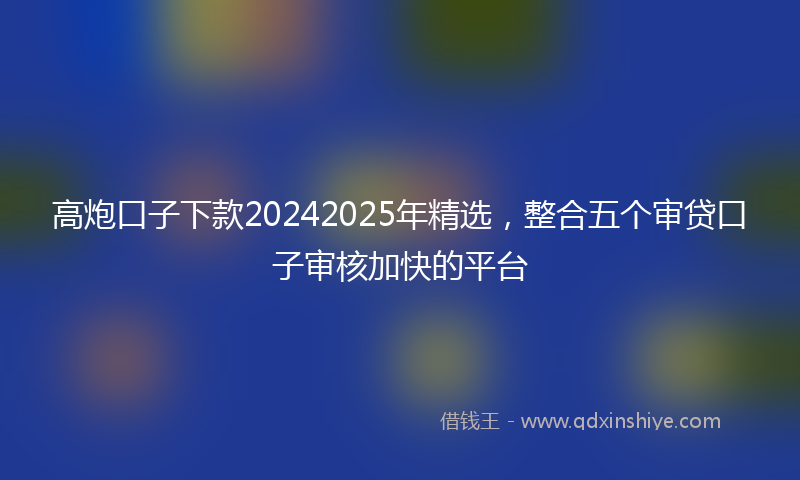 高炮口子下款20242025年精选，整合五个审贷口子审核加快的平台