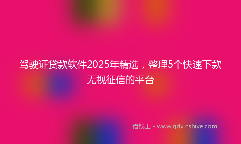 驾驶证贷款软件2025年精选，整理5个快速下款无视征信的平台