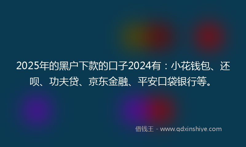 2025年的黑户下款的口子2024有：小花钱包、还呗、功夫贷、京东金融、平安口袋银行等。