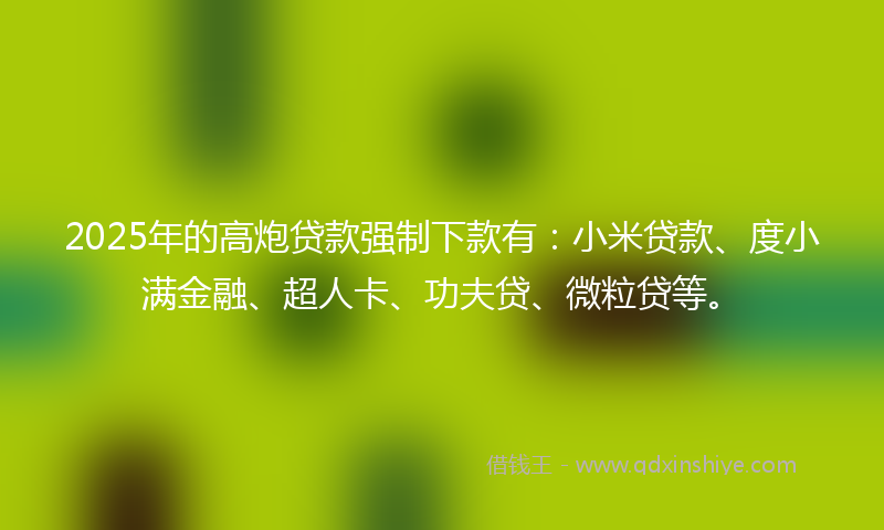 2025年的高炮贷款强制下款有：小米贷款、度小满金融、超人卡、功夫贷、微粒贷等。