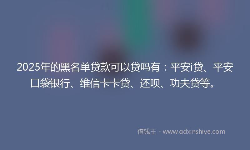 2025年的黑名单贷款可以贷吗有：平安i贷、平安口袋银行、维信卡卡贷、还呗、功夫贷等。