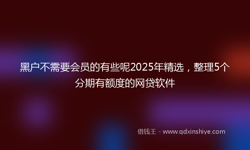 黑户不需要会员的有些呢2025年精选，整理5个分期有额度的网贷软件
