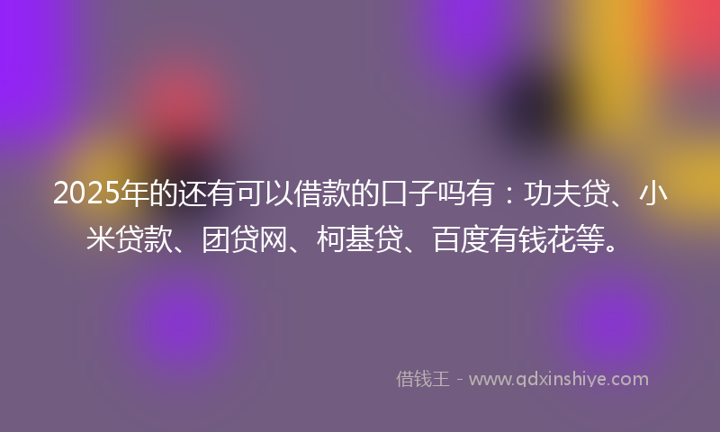 2025年的还有可以借款的口子吗有：功夫贷、小米贷款、团贷网、柯基贷、百度有钱花等。