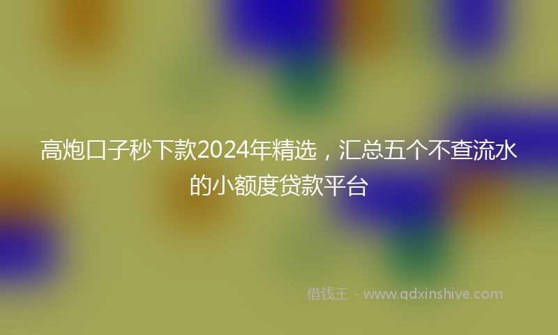 高炮口子秒下款2024年精选，汇总五个不查流水的小额度贷款平台