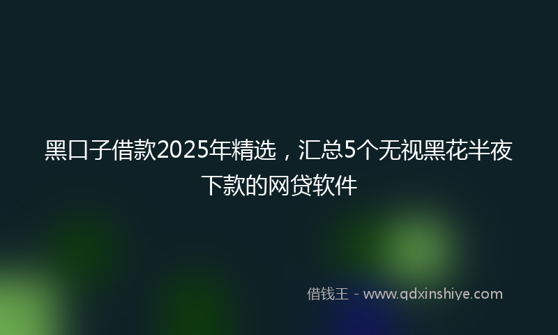 黑口子借款2025年精选，汇总5个无视黑花半夜下款的网贷软件