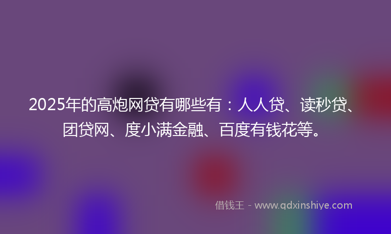 2025年的高炮网贷有哪些有：人人贷、读秒贷、团贷网、度小满金融、百度有钱花等。