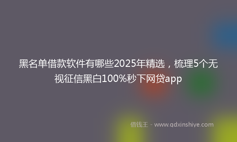 黑名单借款软件有哪些2025年精选，梳理5个无视征信黑白100%秒下网贷app