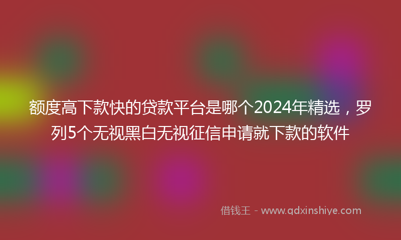 额度高下款快的贷款平台是哪个2024年精选，罗列5个无视黑白无视征信申请就下款的软件
