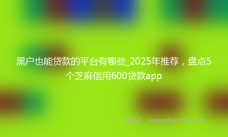黑户也能贷款的平台有哪些_2025年推荐，盘点5个芝麻信用600贷款app