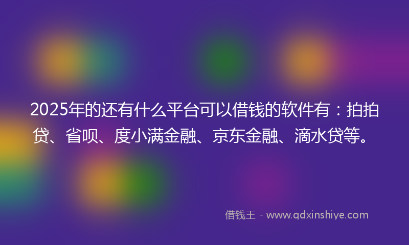 2025年的还有什么平台可以借钱的软件有：拍拍贷、省呗、度小满金融、京东金融、滴水贷等。