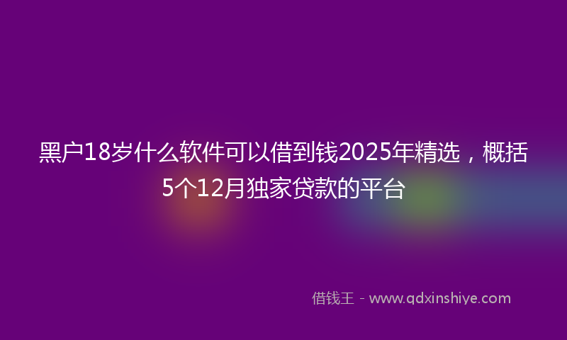 黑户18岁什么软件可以借到钱2025年精选，概括5个12月独家贷款的平台