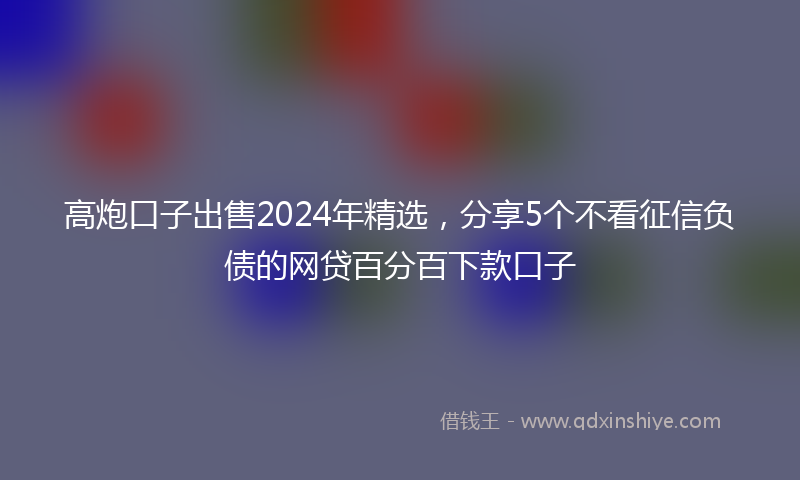 高炮口子出售2024年精选，分享5个不看征信负债的网贷百分百下款口子