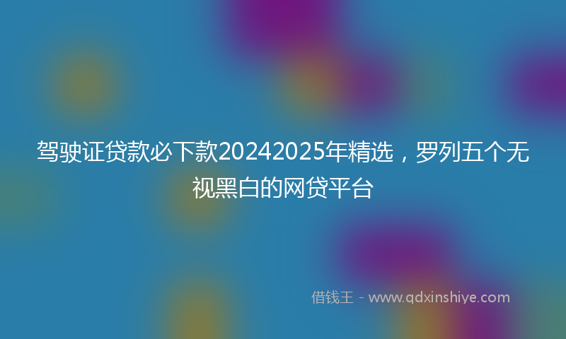 驾驶证贷款必下款20242025年精选，罗列五个无视黑白的网贷平台