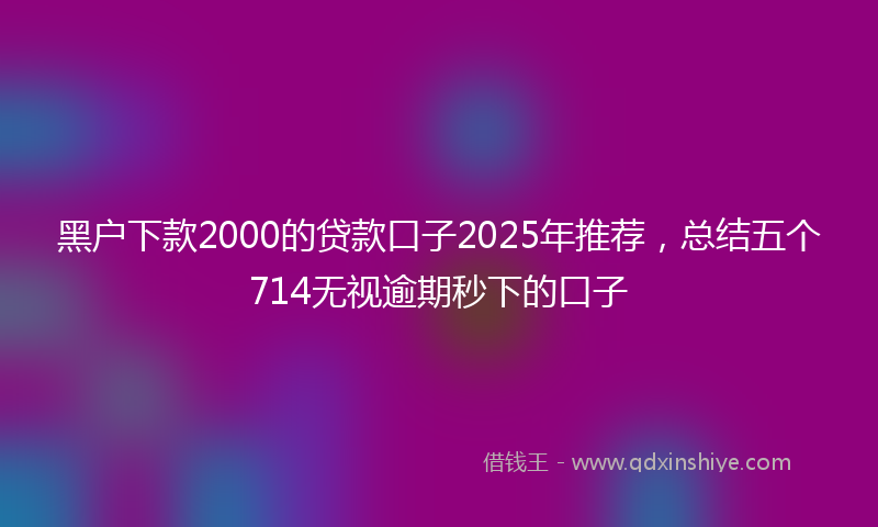 黑户下款2000的贷款口子2025年推荐，总结五个714无视逾期秒下的口子
