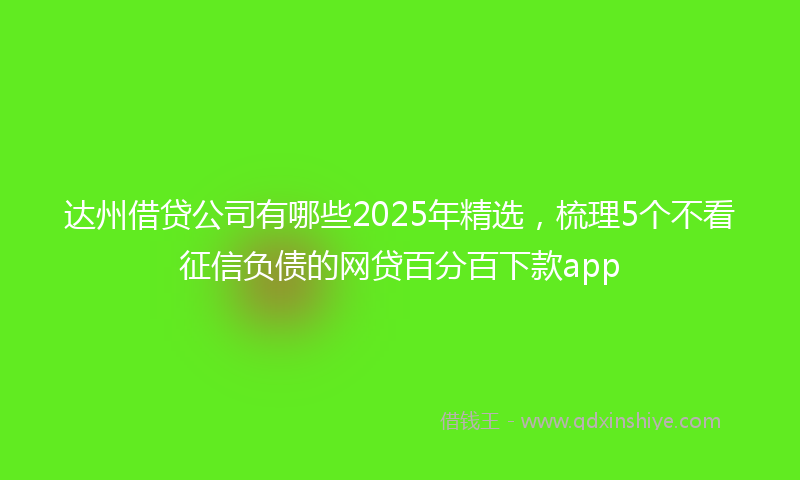 达州借贷公司有哪些2025年精选，梳理5个不看征信负债的网贷百分百下款app