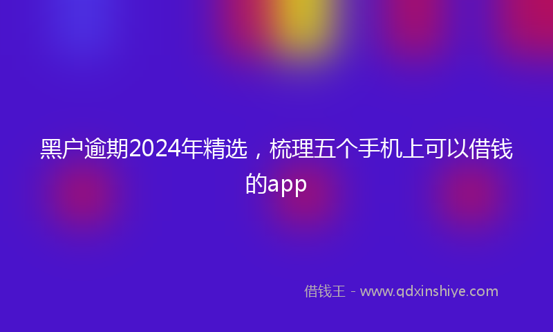 黑户逾期2024年精选，梳理五个手机上可以借钱的app