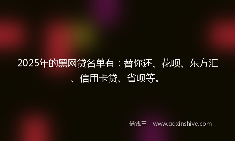 2025年的黑网贷名单有：替你还、花呗、东方汇、信用卡贷、省呗等。