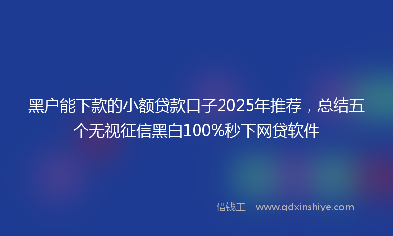 黑户能下款的小额贷款口子2025年推荐，总结五个无视征信黑白100%秒下网贷软件