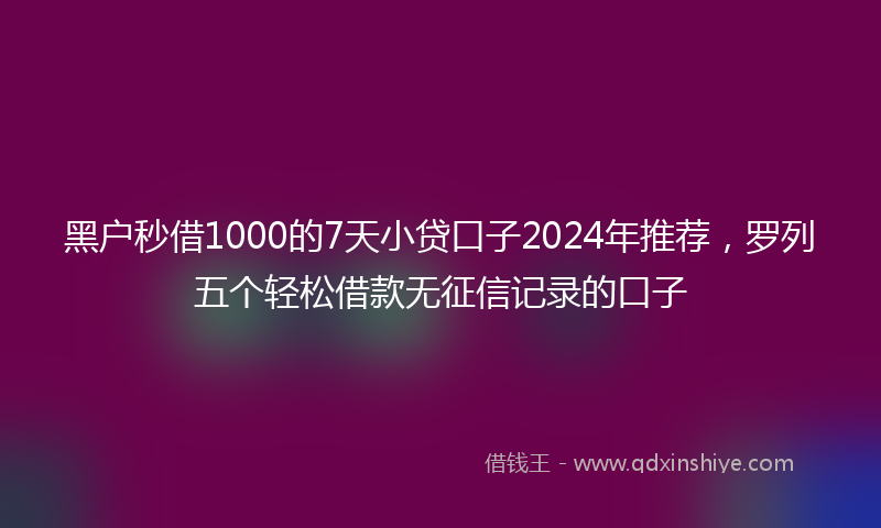 黑户秒借1000的7天小贷口子2024年推荐，罗列五个轻松借款无征信记录的口子