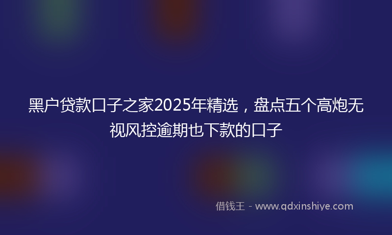黑户贷款口子之家2025年精选，盘点五个高炮无视风控逾期也下款的口子