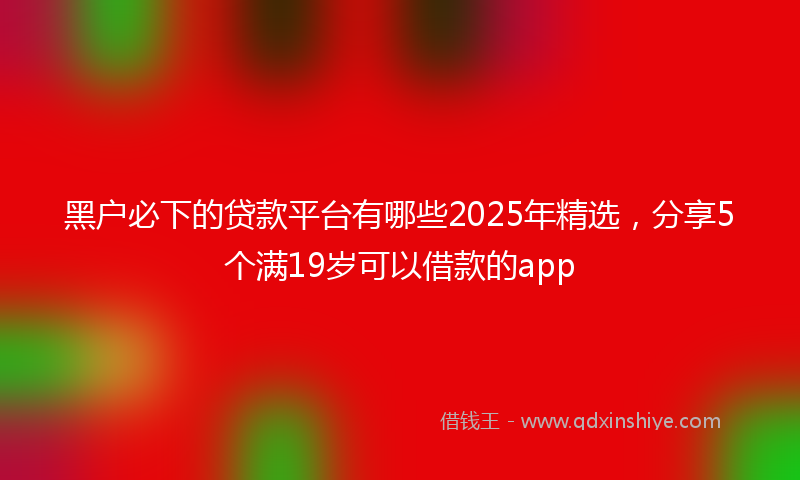 黑户必下的贷款平台有哪些2025年精选，分享5个满19岁可以借款的app