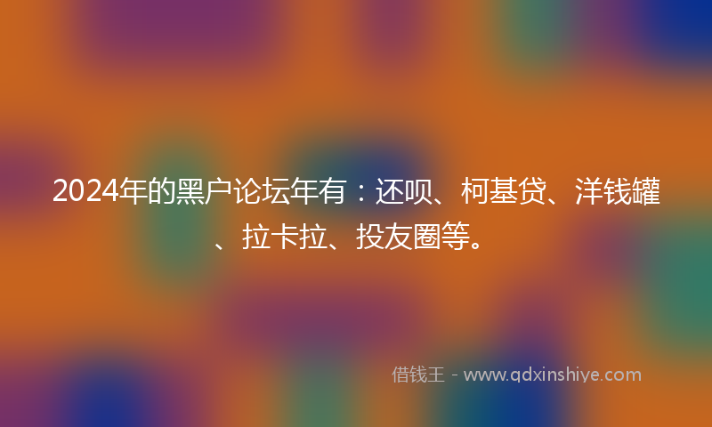 2024年的黑户论坛年有：还呗、柯基贷、洋钱罐、拉卡拉、投友圈等。