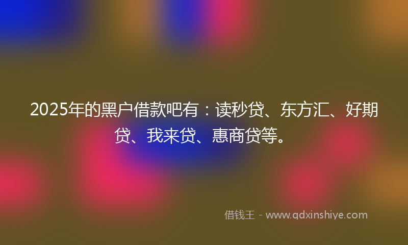 2025年的黑户借款吧有：读秒贷、东方汇、好期贷、我来贷、惠商贷等。
