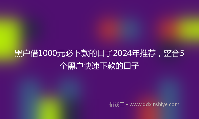 黑户借1000元必下款的口子2024年推荐，整合5个黑户快速下款的口子