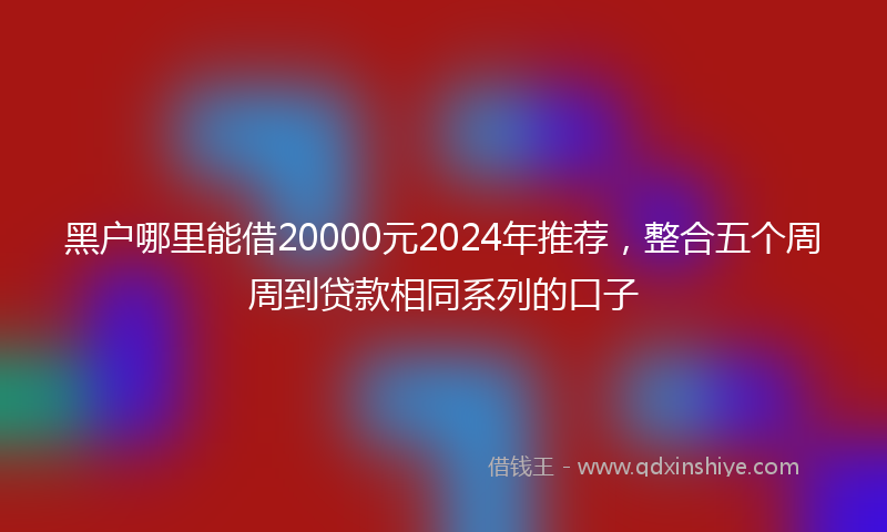 黑户哪里能借20000元2024年推荐，整合五个周周到贷款相同系列的口子