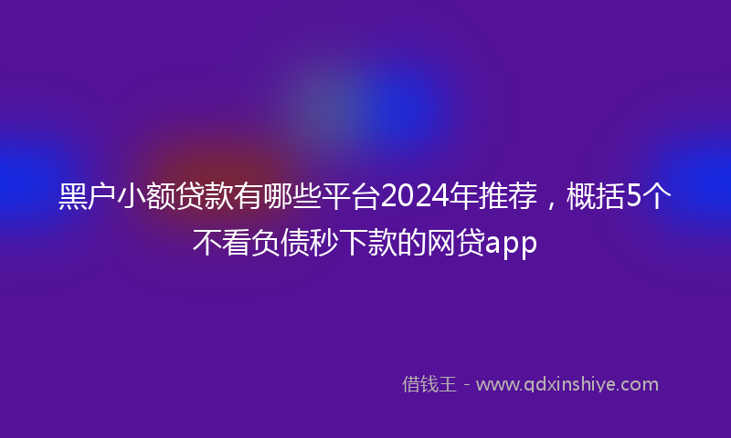 黑户小额贷款有哪些平台2024年推荐，概括5个不看负债秒下款的网贷app