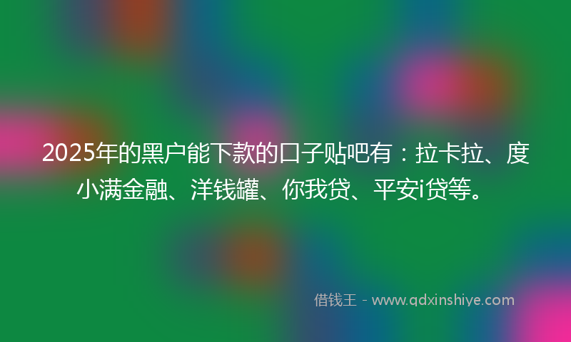 2025年的黑户能下款的口子贴吧有：拉卡拉、度小满金融、洋钱罐、你我贷、平安i贷等。
