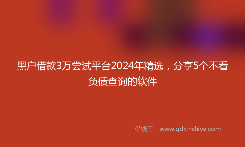 黑户借款3万尝试平台2024年精选，分享5个不看负债查询的软件