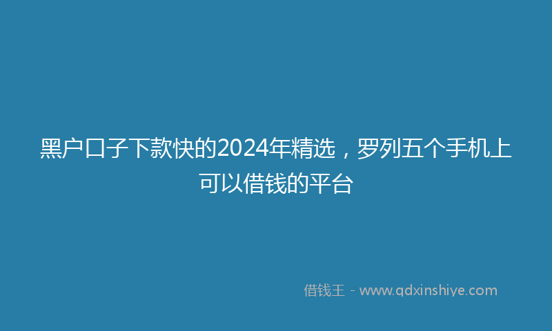 黑户口子下款快的2024年精选，罗列五个手机上可以借钱的平台