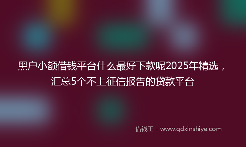 黑户小额借钱平台什么最好下款呢2025年精选，汇总5个不上征信报告的贷款平台