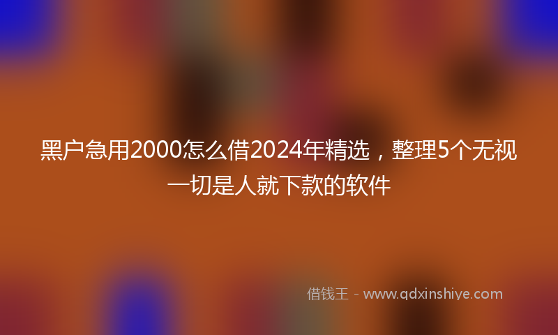 黑户急用2000怎么借2024年精选，整理5个无视一切是人就下款的软件