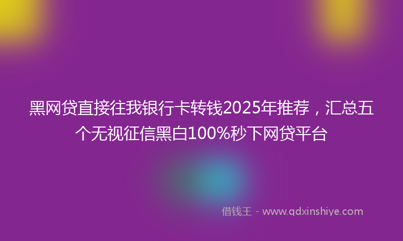 黑网贷直接往我银行卡转钱2025年推荐，汇总五个无视征信黑白100%秒下网贷平台