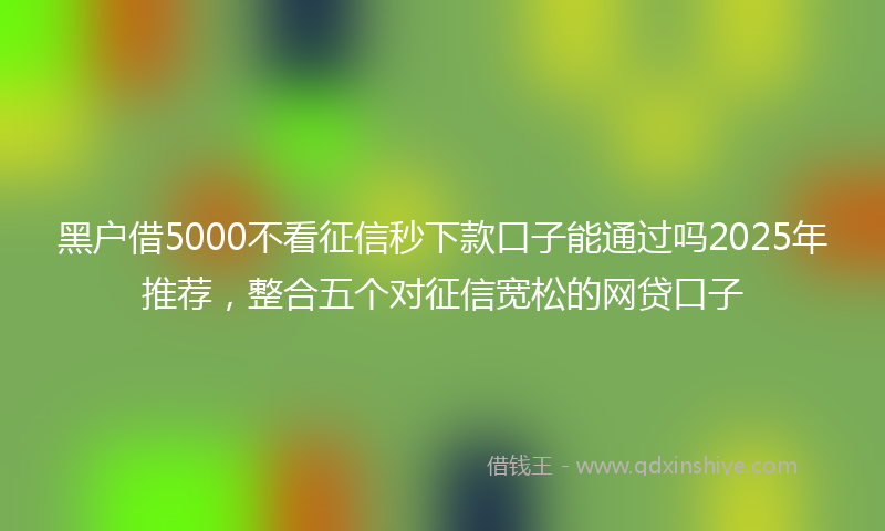 黑户借5000不看征信秒下款口子能通过吗2025年推荐，整合五个对征信宽松的网贷口子