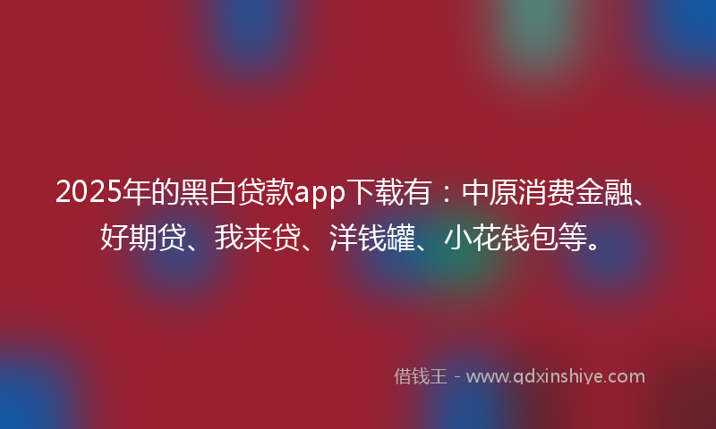 2025年的黑白贷款app下载有：中原消费金融、好期贷、我来贷、洋钱罐、小花钱包等。