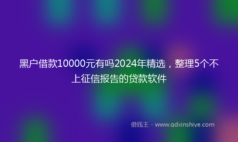 黑户借款10000元有吗2024年精选，整理5个不上征信报告的贷款软件