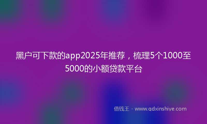 黑户可下款的app2025年推荐，梳理5个1000至5000的小额贷款平台