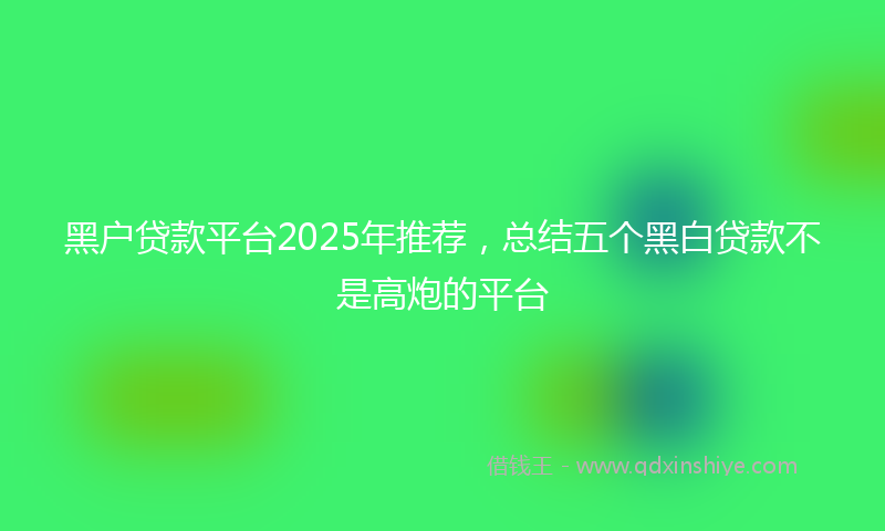 黑户贷款平台2025年推荐，总结五个黑白贷款不是高炮的平台