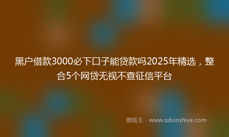 黑户借款3000必下口子能贷款吗2025年精选，整合5个网贷无视不查征信平台