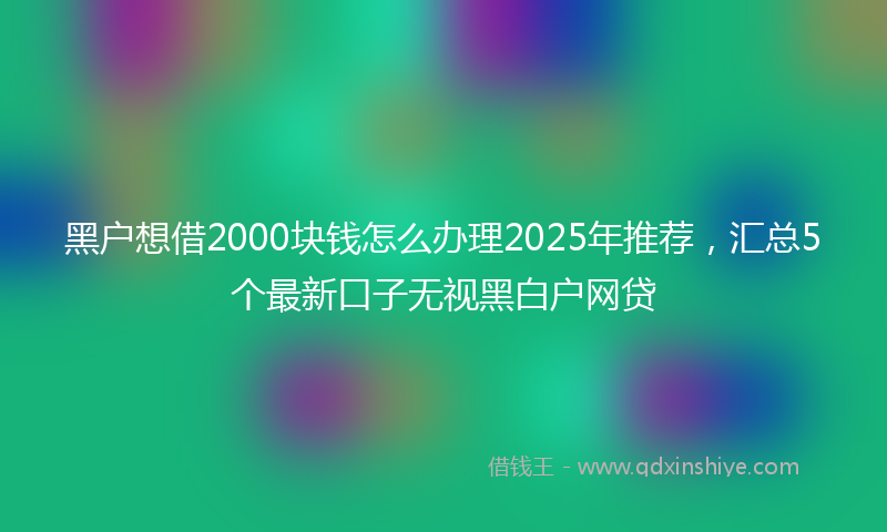 黑户想借2000块钱怎么办理2025年推荐，汇总5个最新口子无视黑白户网贷