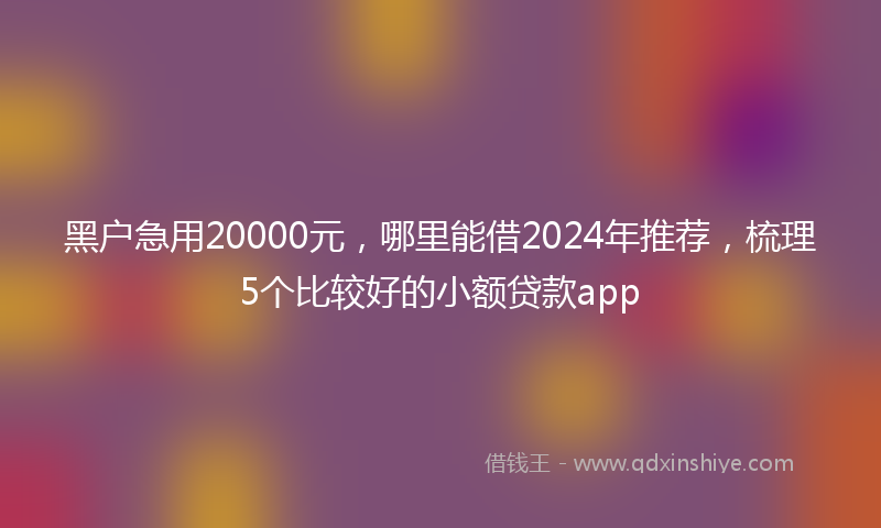 黑户急用20000元，哪里能借2024年推荐，梳理5个比较好的小额贷款app