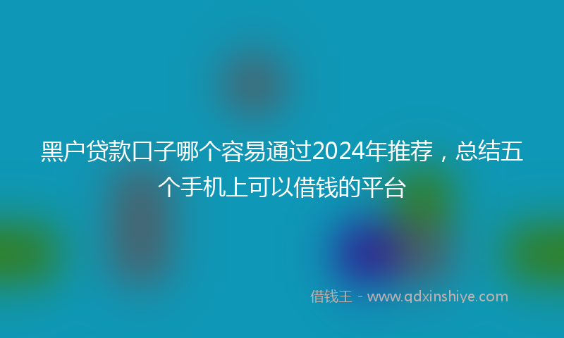 黑户贷款口子哪个容易通过2024年推荐，总结五个手机上可以借钱的平台