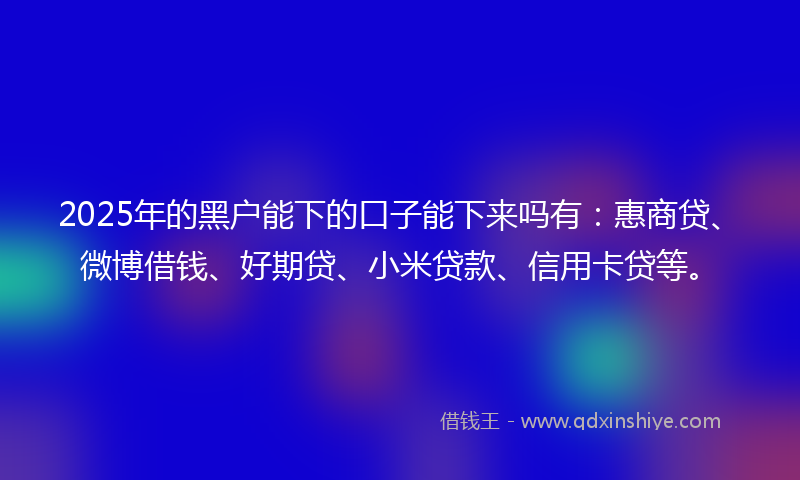 2025年的黑户能下的口子能下来吗有：惠商贷、微博借钱、好期贷、小米贷款、信用卡贷等。