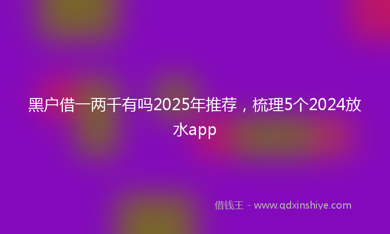 黑户借一两千有吗2025年推荐，梳理5个2024放水app